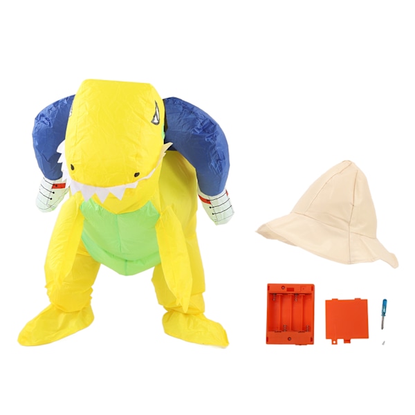 Gul Dinosaur Oppblåsbar Kostyme Halv Kropp Modell Merkelig Dinosaur Form Oppblåsbar Kostyme Voksne 150‑200cm