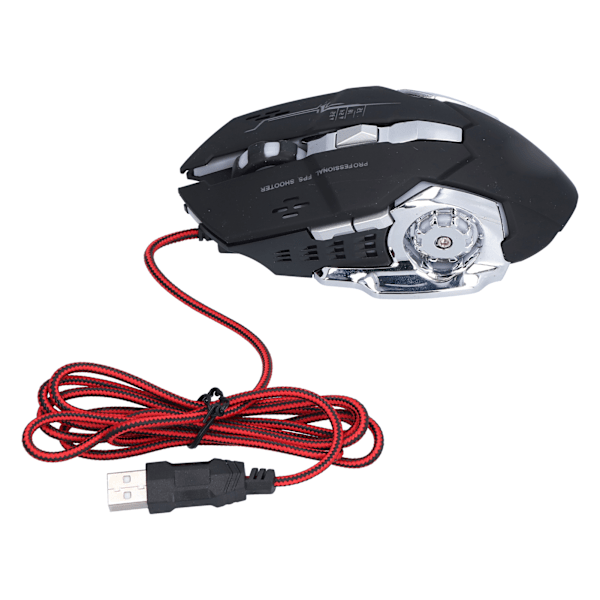 Spillmus med 4 justerbare DPI, ergonomisk design, 7 fargede LED-lys, kablet mus for PC, bærbar PC