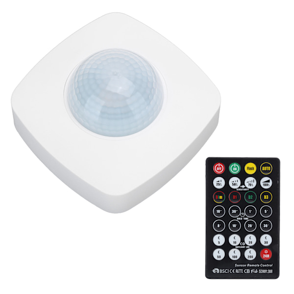 Infraröd Sensor Människokroppsavkänningsbrytare Detektor med Fjärrkontroll 220‑240V/AC
