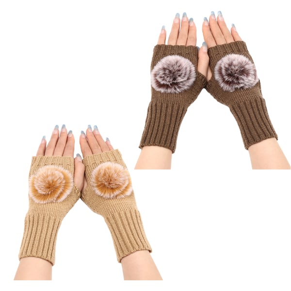 Fingerløse varme handsker med tommelfingerhul Hyggelige hårboldhandsker Kni