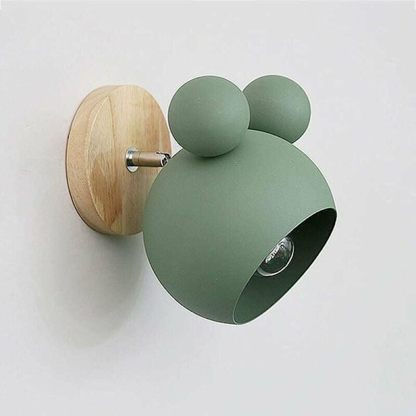 Rund Metall Vägglampa med Tecknat Motiv, Macaronfärgad Nordisk Design E27 Sockel för Hall Kök Trappor