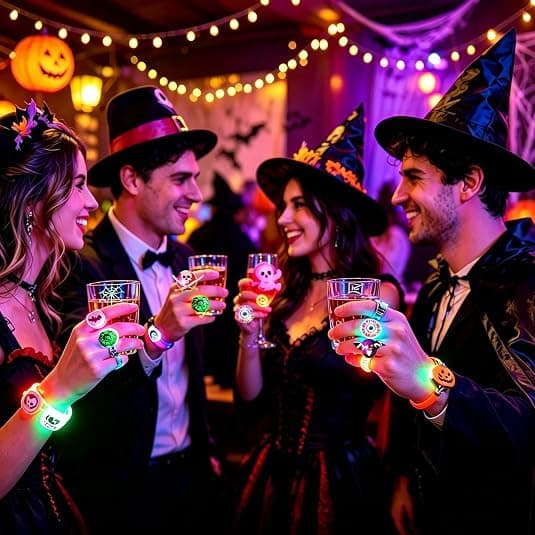 Halloween selvlysende ringer: 50 Halloween festgaver, selvlysende LED-ringer for barn, egnet for barn og voksne