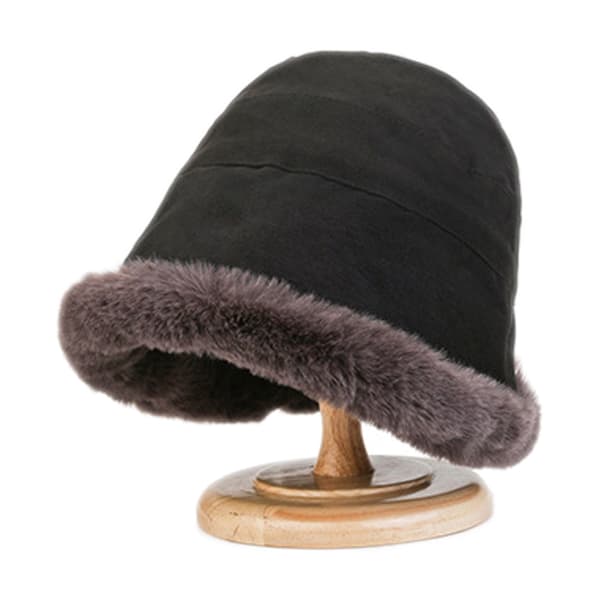 Dame Vinter Faux Suede Pels Bucket Hat