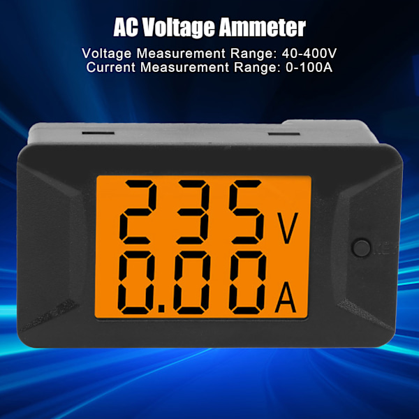 PZEM‑026 AC 40‑400V 100A Dobbelt Digital Spænding Ampere Panel Meter Amperemeter Voltmeter 110‑220V