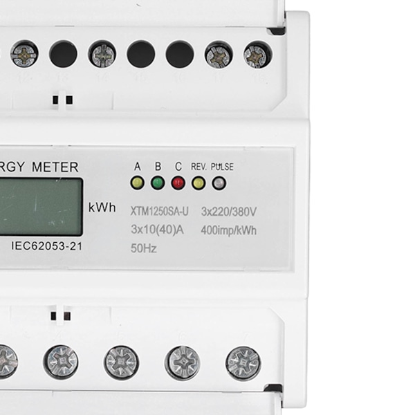 Elektrisk Energimåler 3-Fase 4-Ledning LCD Elektricitetstester DIN Skinne Strøm Spænding Effekt Måler 3x220V/380V