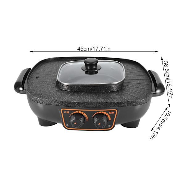 Multi-function Electric Hot Pot With BBQ,Electric Skillet Electric Griddle Baking Pan Non-Stick