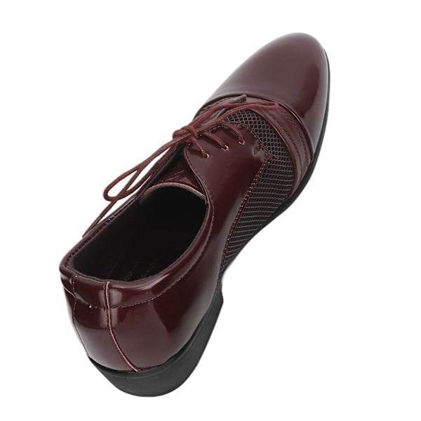 Formella Business-skor Snörning Fritid PU Läder Herr Casual Dress Skor för Vardagslivet Vinröd 43