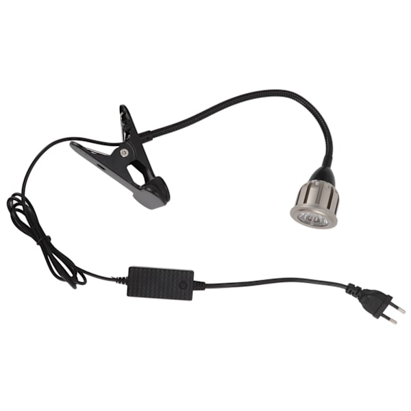 LED Akvarielys COB Chip 360 Graders Rotationsklips Akvarielys med Fleksibel Svanehals EU Stik 100‑240V QL‑X6 7W Tricolor