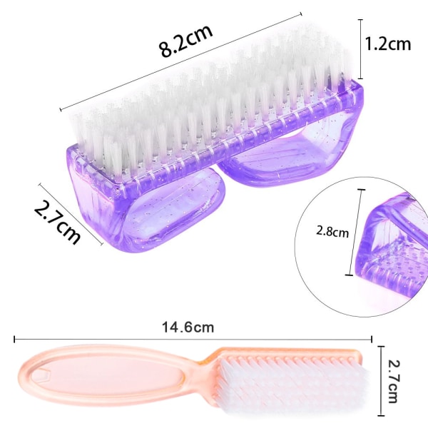 2 sett håndtaksgrep neglbørste, håndfingernegl skrubbrengjøring