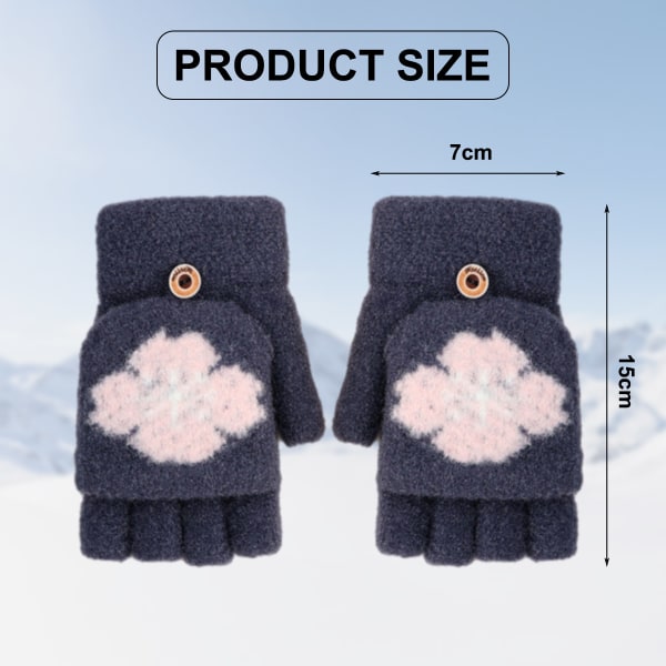 2pcs Snowflake Women's Half Finger Gloves Winter Warm Outdoor