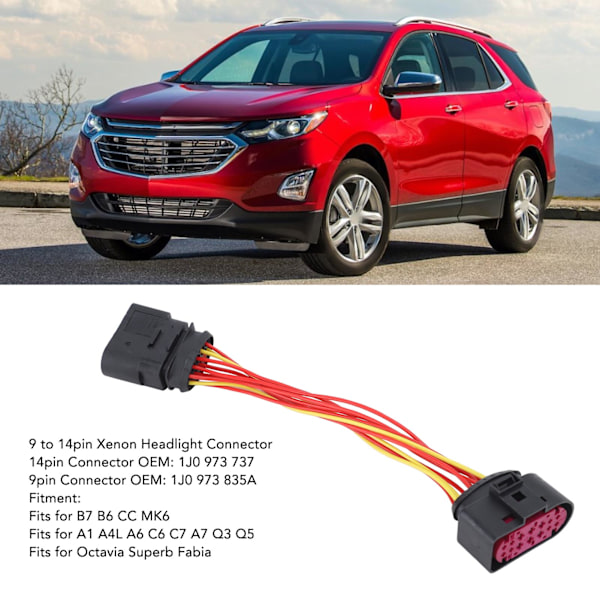 9 till 14-stifts Xenon-strålkastarkontakt 1J0 973 737 Strålkastarkontaktkontaktkabel för B7 B6 CC MK6