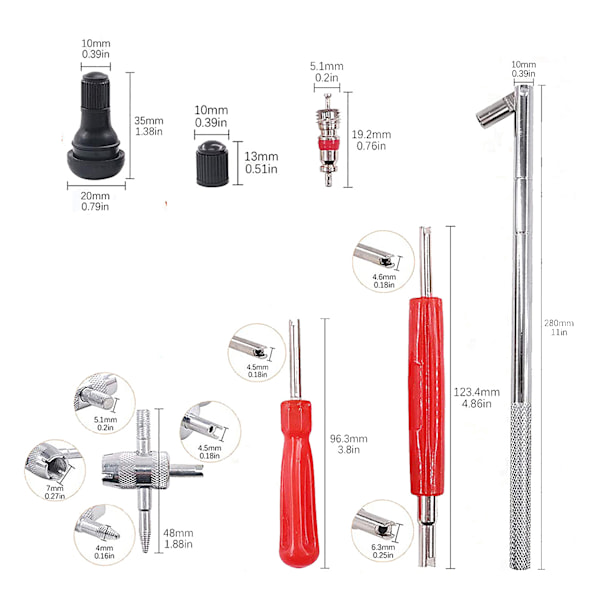 Ventilstamme-trekker, ventilkjernefjerner, installasjonsverktøy, dekkreparasjonssett, bilverktøy, forsyninger