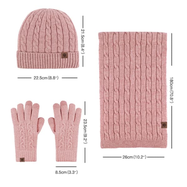 Vinter Strikket Hue Beanie Langt Halstørklæde Touchscreen Handsker Sæt Skull Cap Halsedisse Handsker