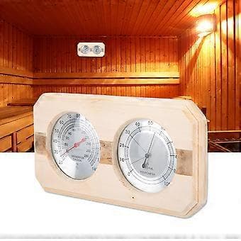 Træ Dobbelt Ur Display Sauna Rum Termometer Hygrometer Træpanel