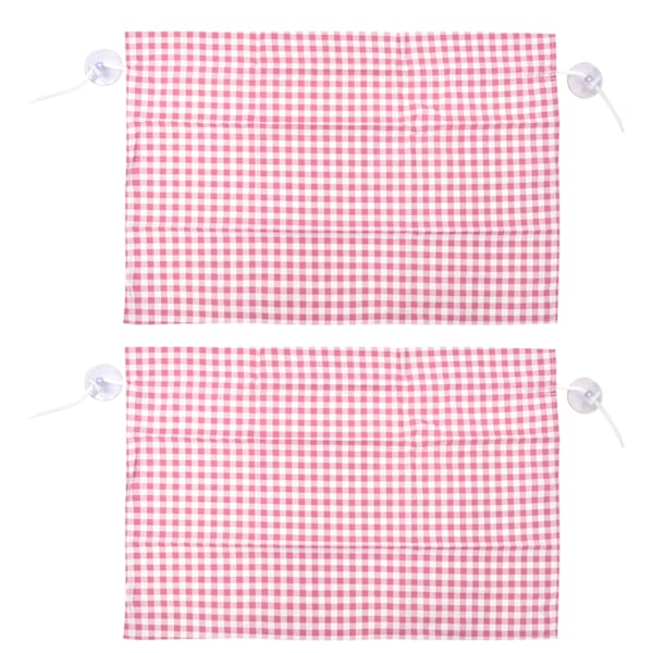2 st Grid Design Anti Ultraviolet Bilgardin Sida Bilfönster Solskydd med Sugkopp Rosa Rutig