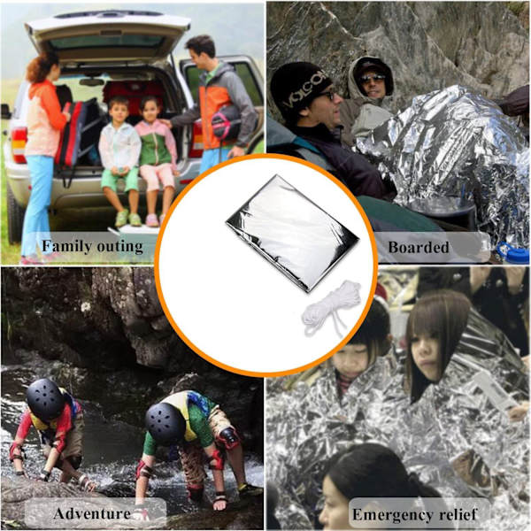 3-i-1 Nödfilt Tält Sovsäck, Värme Reflekterande Vattentät Mylar Termiskt Skydd Camping/Vandring Överlevnadsutrustning