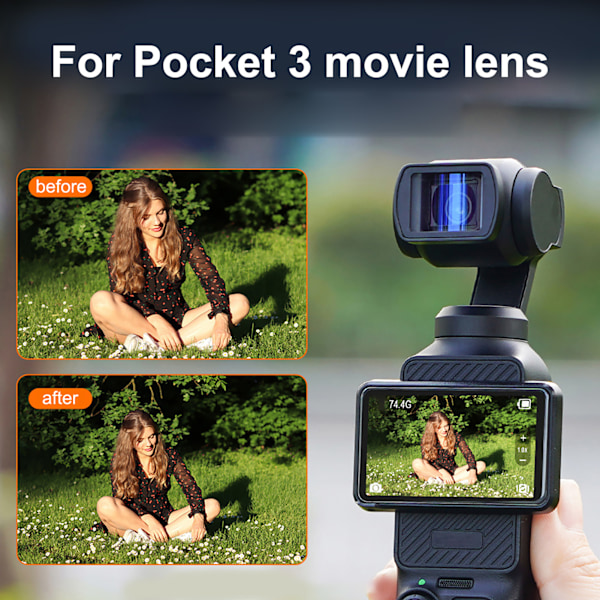 Filmlins för OSMO Pocket 3 Optiskt Glas 1.15X Bredbilds Anamorfisk Filmlins Magnetiska Actionkameratillbehör
