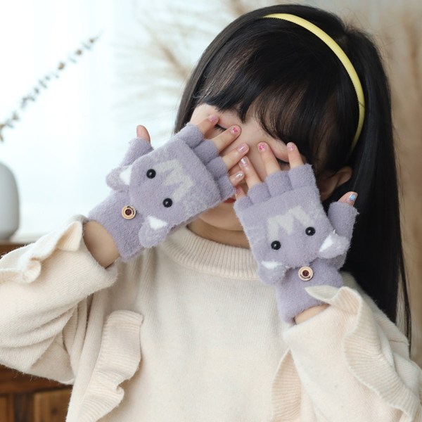 2stk vinterstrikkede børnehandsker uldfortykkede handsker