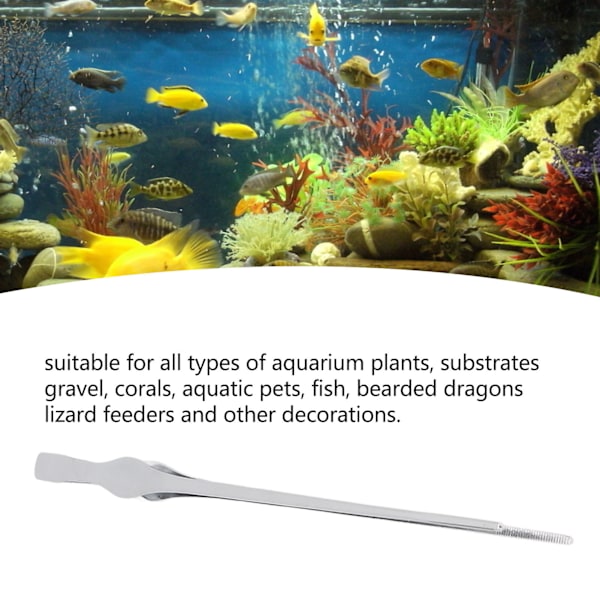 Akvarietang Akvariepinsett Rustfritt Stål Langt Håndtak Fisketank Akvatiske Tang for Akvarieplanter Underlag Gråstein Koraller Rett Tang