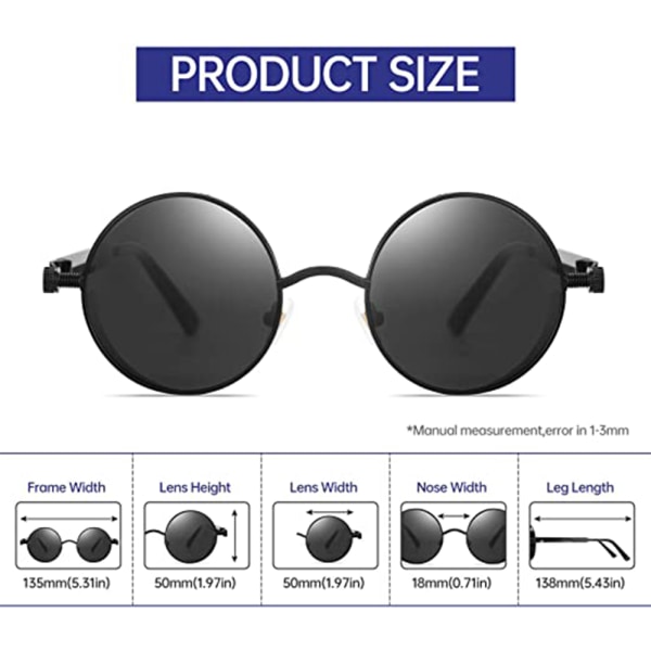 1 st Polariserade solglasögon för män, Uv-skydd, Round Gothic