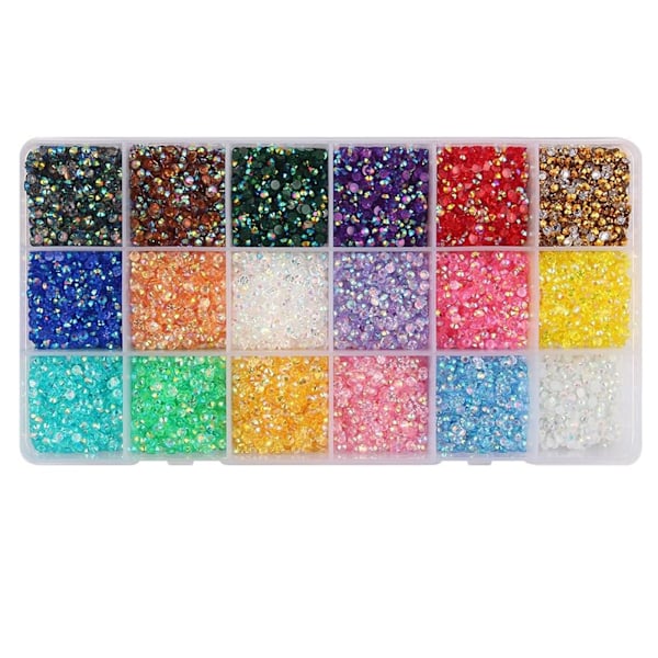 Hotfix Strass, 18 Färger 3mm Platt Baksida Resin Kristall AB Jelly Strass, Klar Rund Kristall för Hantverk Naglar Kläder Ansikte Skor Tumblers