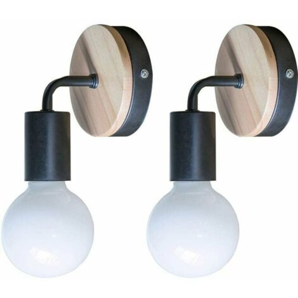 Vägglampa i fin metallkonstruktion, minimalistisk design med exponerad glödlampa E27 lamphållare, inomhusbelysning för studierum och sovrum