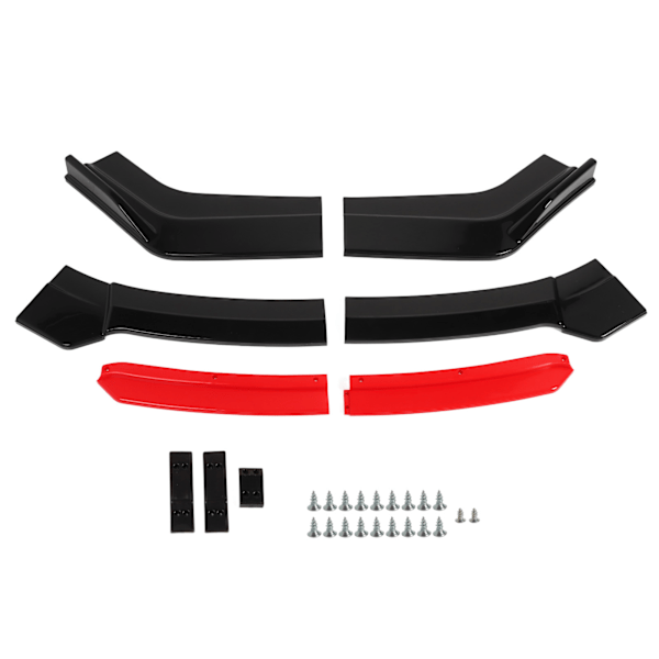 6 st Front Bumper Lip Separator med Röd Front Lip Glans Svart Bumper Lip Diffuser Splitter Universal för Accord Civic