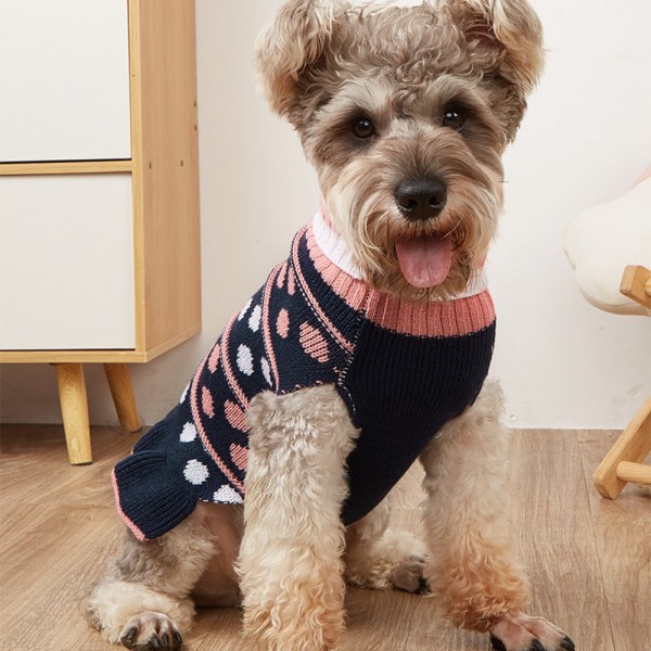 Hundekjole Sweater Hundekjole med Hul til Snor Strik Varmt Hund