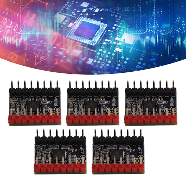 5 sett trinnmotor-driver UART-modus Ultralyd modul med kjøleribbe TMC2209 tilbehør