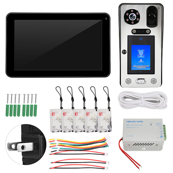1080P HD 9 tommer Videodørtelefon Kablet Wifi Ansigt Fingeraftryk Adgangskode RFID Dørtelefon 100-240VUS