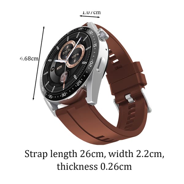 HW28 NFC åtkomstkontroll offline fjärrkontroll AI-assistent Bluetooth-samtal smart klocka Silver+Brown