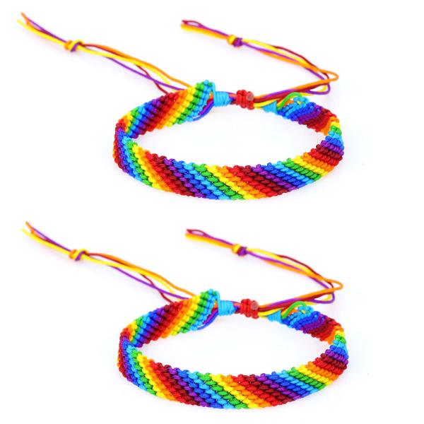 2 stk regnbuearmbånd flettet for menns vennskapsstreng for kvinner