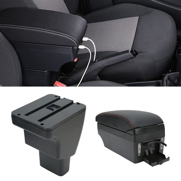 Armleneboks Senterkonsoll Oppbevaringsboks Interiør Organizer med USB-grensesnitt Erstatning for Hyundai I10