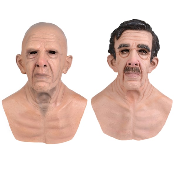 Gammel Mann Ansiktsmaske Gammel Mann Hodeplagg Holdbar Realistisk Skallet Gammel Mann Ansiktsmaske Maskerade for Halloweenfest