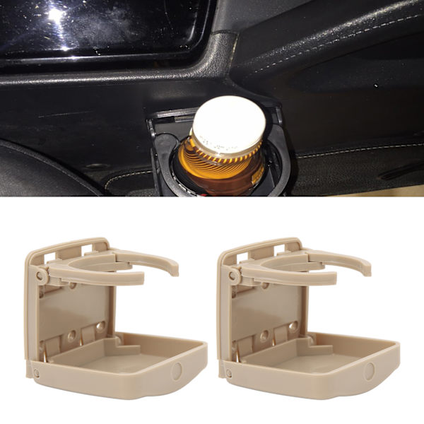 2 stk Foldbare Bilkoppholdere Dør Drikkholder med Skruer for Marine Suv Van Båt Beige（HF‑PAB）