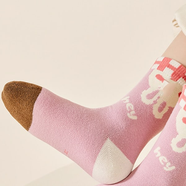 Barn Mellanlånga Strumpor Tecknad Mjuk Andningsbar Kaninmönster Barnstrumpor Rosa S(1‑3 År)