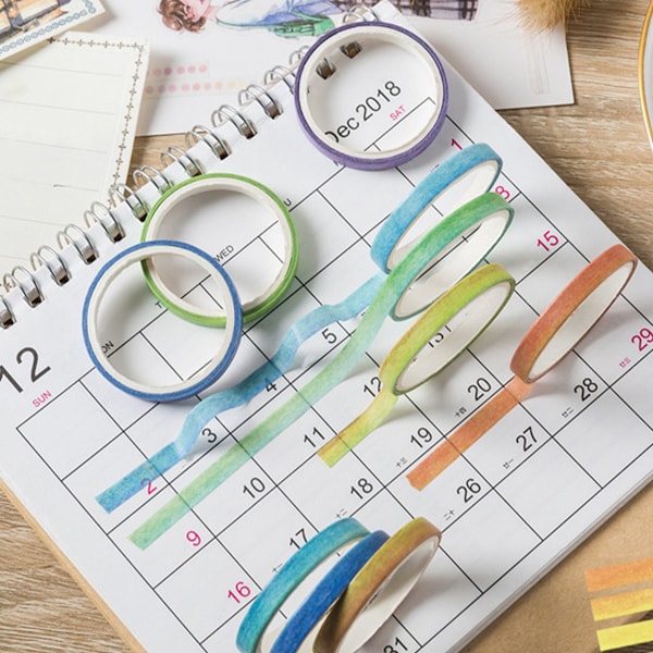 Inspirationskit, Washi Tejp Set för Hantverk, Dekorativa Tejper, Scrapbook Washi Tejp, Hantverkstejp, Journalföring, Högkvalitativt Papper, Regnbågsfärger Tunn