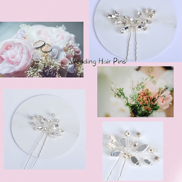 3st bröllop hårklämma-bridal blomma kristall hårnålar