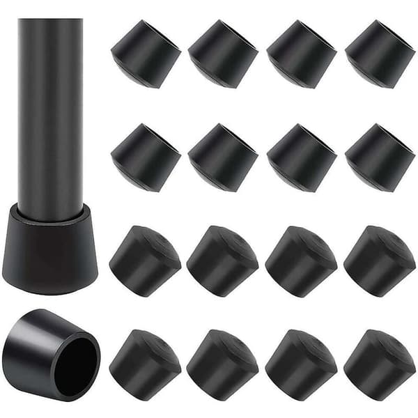 16-pack Stolsbensskydd, Gummistolsbensskydd, Innerdiameter - 25 mm, Svart