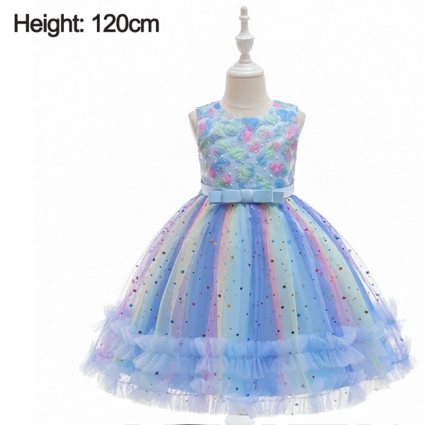 Princess Dress, Toddler Barn Flickor Prints Rainbow Ärmlös