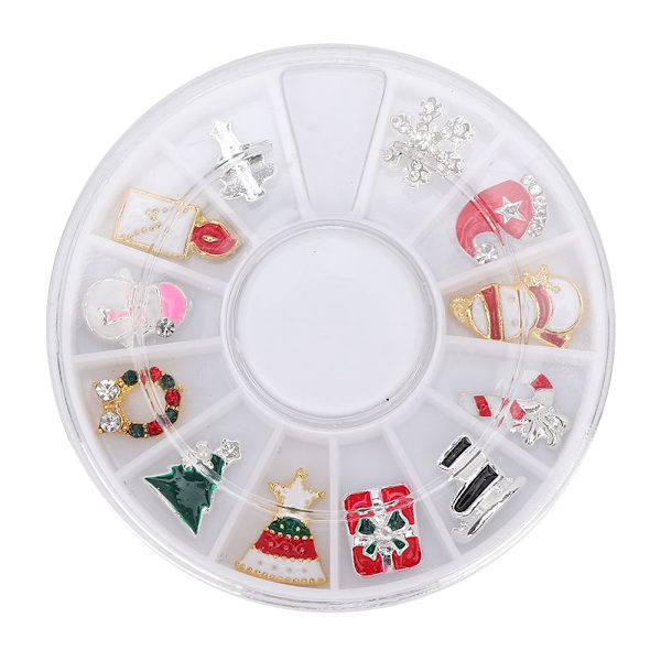3D Jultema 12 Rutor Nagel DIY Manikyr Nagelsmycke Dekoration Tillbehör Verktyg (Typ B)