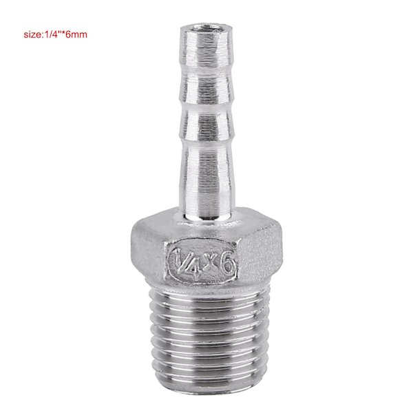 Hanegängad stålbart slangkoppling med svans (1/4\"x6mm)