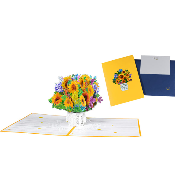 Blomsterbukett Pop Up Gratulasjonskort Morsdag Bursdagskort