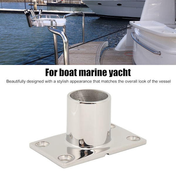 Båds håndlistebeslag rektangulær base sølv robust rustfri båddæk håndliste rektangulær base til båd marine yacht 90°32MM/1.3in