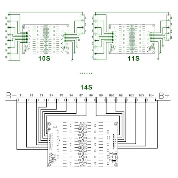 Batteri Aktiv Udligner 10 til 14S Aktiv Udligner Balancer NCM Li Ion LTO Batteri Balancemodul 1.8‑4.5V