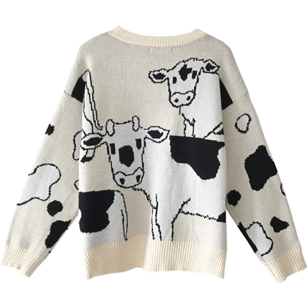 Vintage Casual Løs Lazy Cow Print tyk sweater kvindelige Harajuku kvinders sweatere Japansk Kawaii Cute Pullover