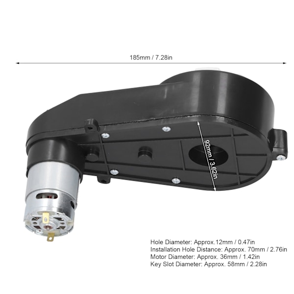 12V Sähkömoottorivaihteisto Hiljainen Metallivaihteisto Sähköinen Lasten Auton Leikkikalun Vaihto-osat 18000RPM