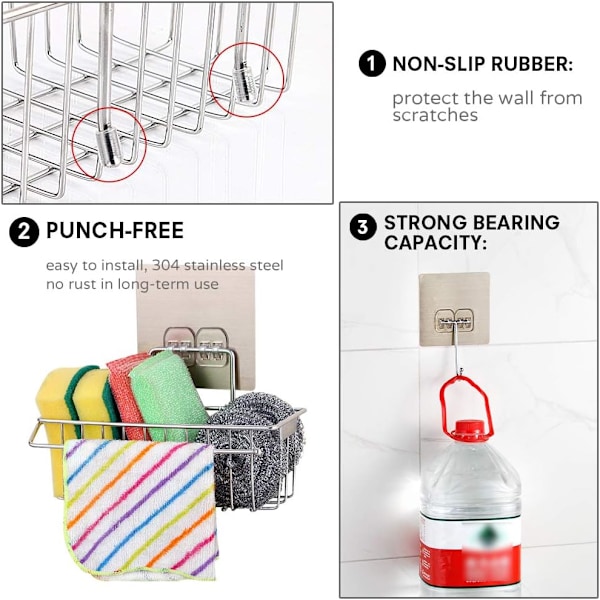 Disktrasahängare med diskproppshållare, självhäftande diskställ med snabbtorkande design och rostfri konstruktion