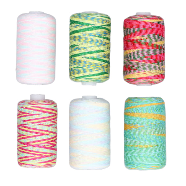 Sytrådsset 1000 Yards Färgglada Polyestertrådsrullar för DIY Handsömnad Maskinsömnad Broderi 6st