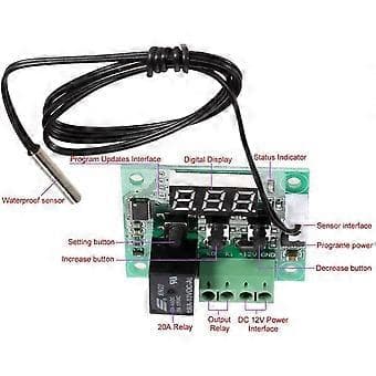 50 till 110C W1209 DC 12V Digital Mini Termostat Temperaturkontroll Styrenhet Switch Sensor Modul (50*41mm)